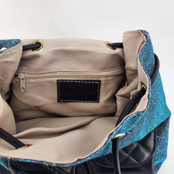 Cerulean Blue Leather Backpack by George J. Love Made in Italy - Picture 5 of 6